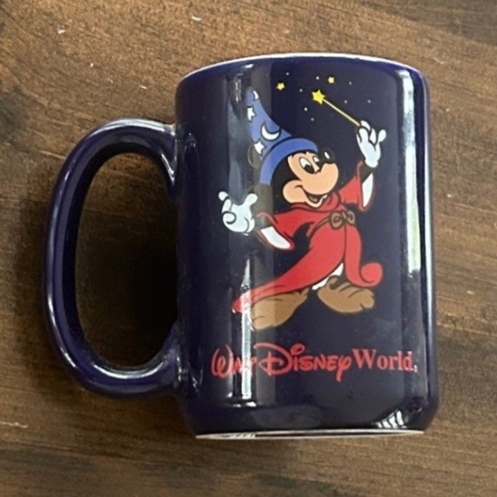 Disney Coffee Mug Blue Sorcerer Mickey Walt Disney World Disneyana Wizard Retro